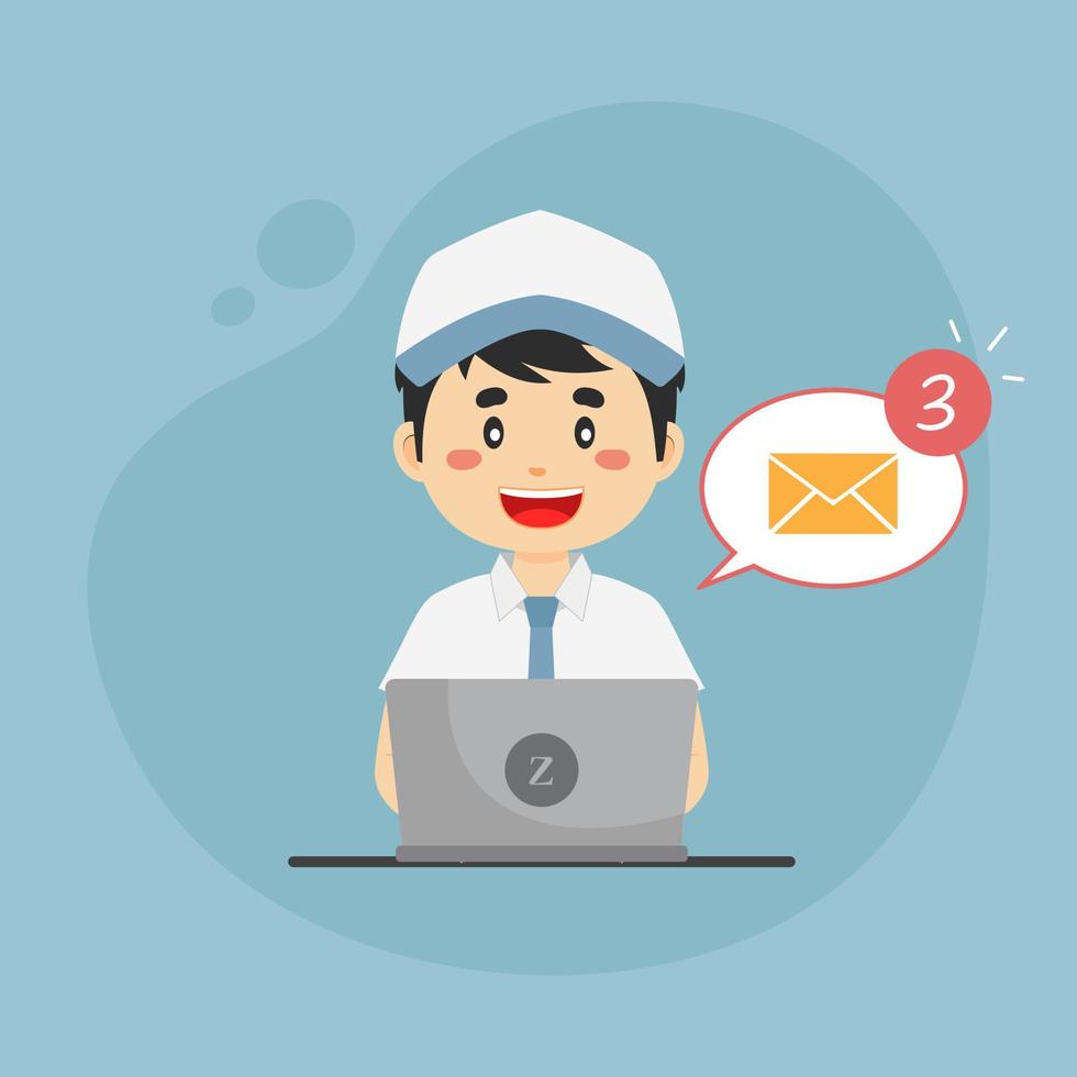 Student Checking Email Inbox vector
