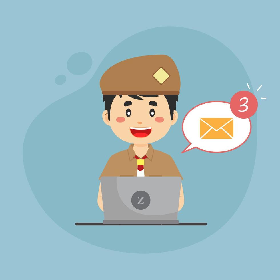 Student Checking Email Inbox vector