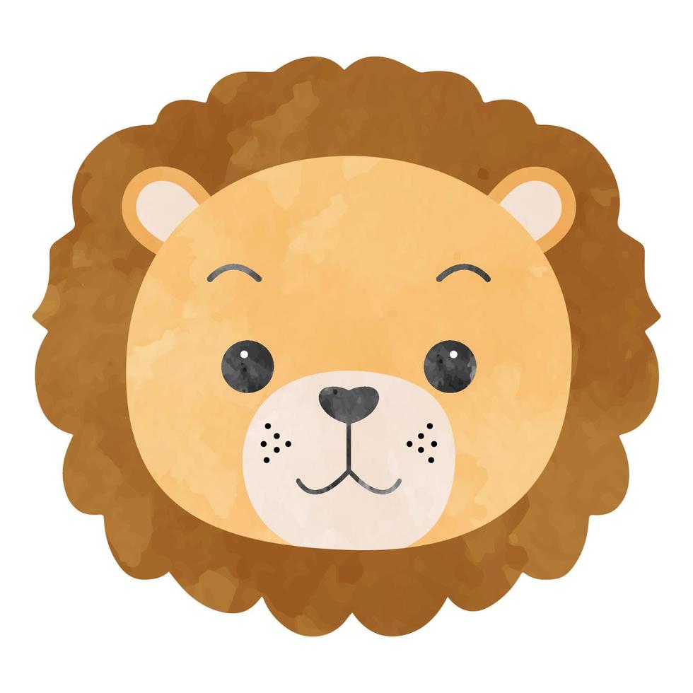 Cute watercolor lion illustration vector