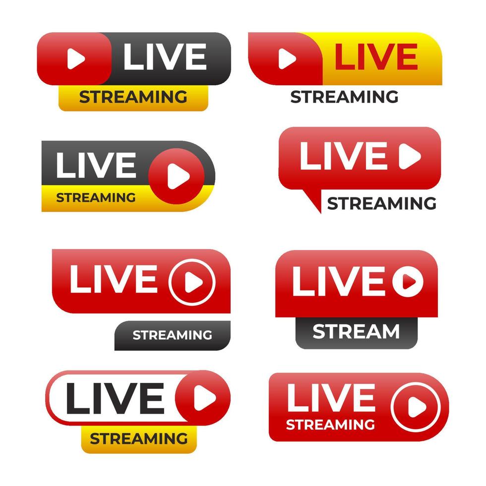 Youtube Live Streaming Label or Badge Collection vector