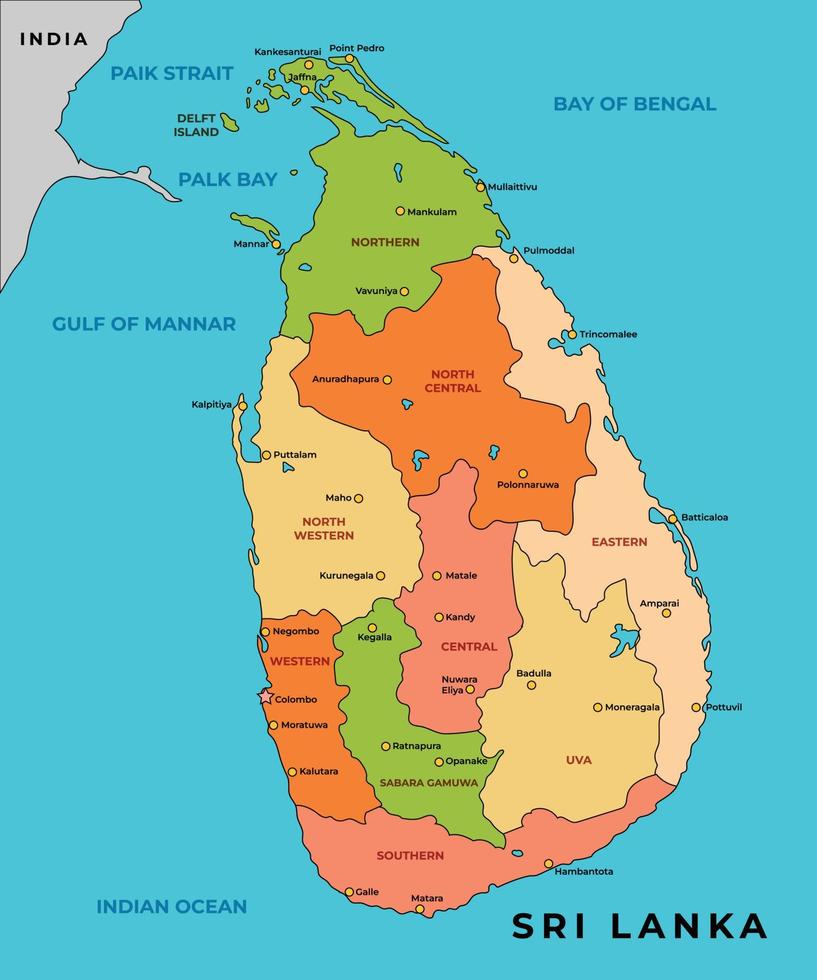 país mapa sri lanka vector