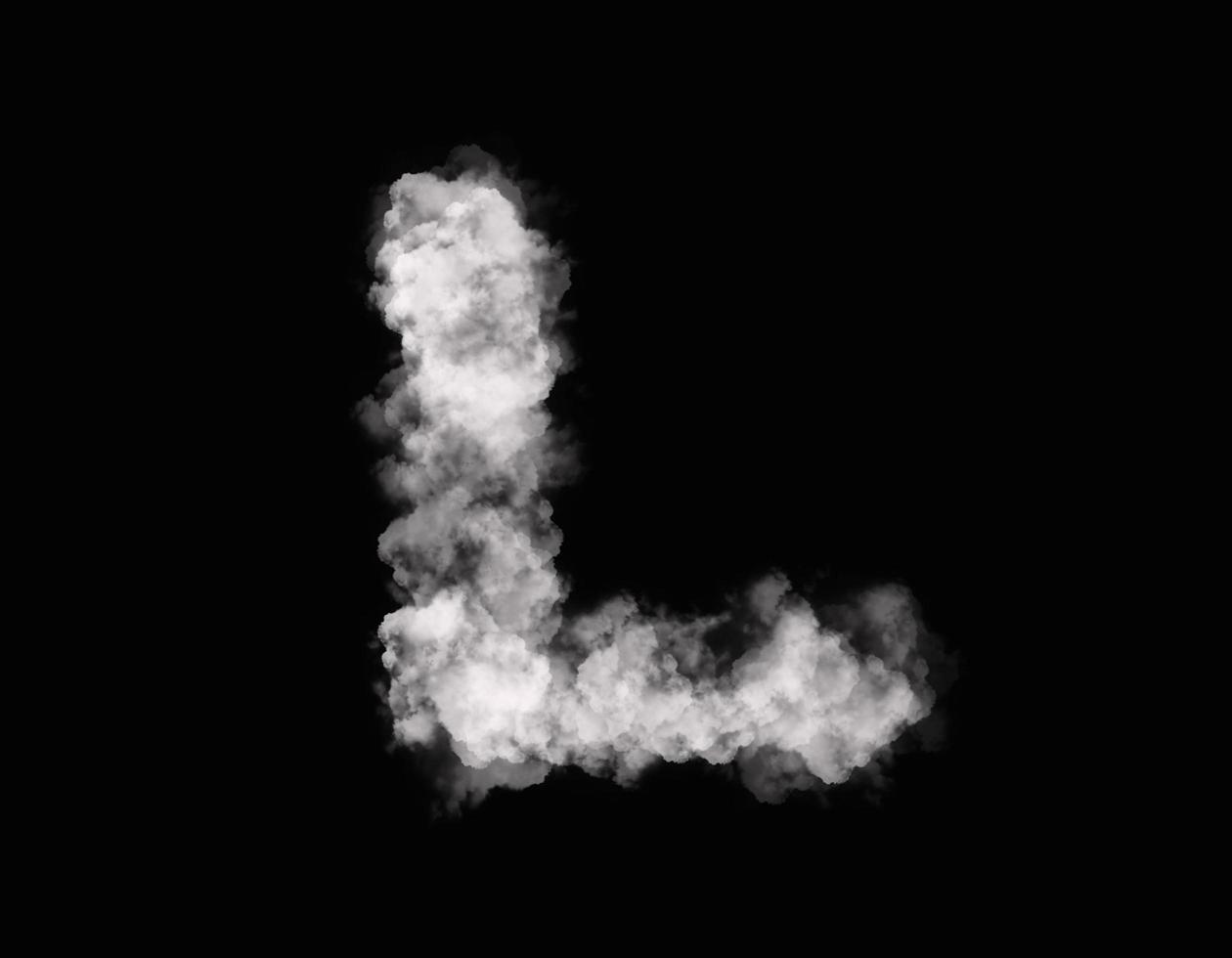 realistic smoke L alphabet spreading on dark background photo