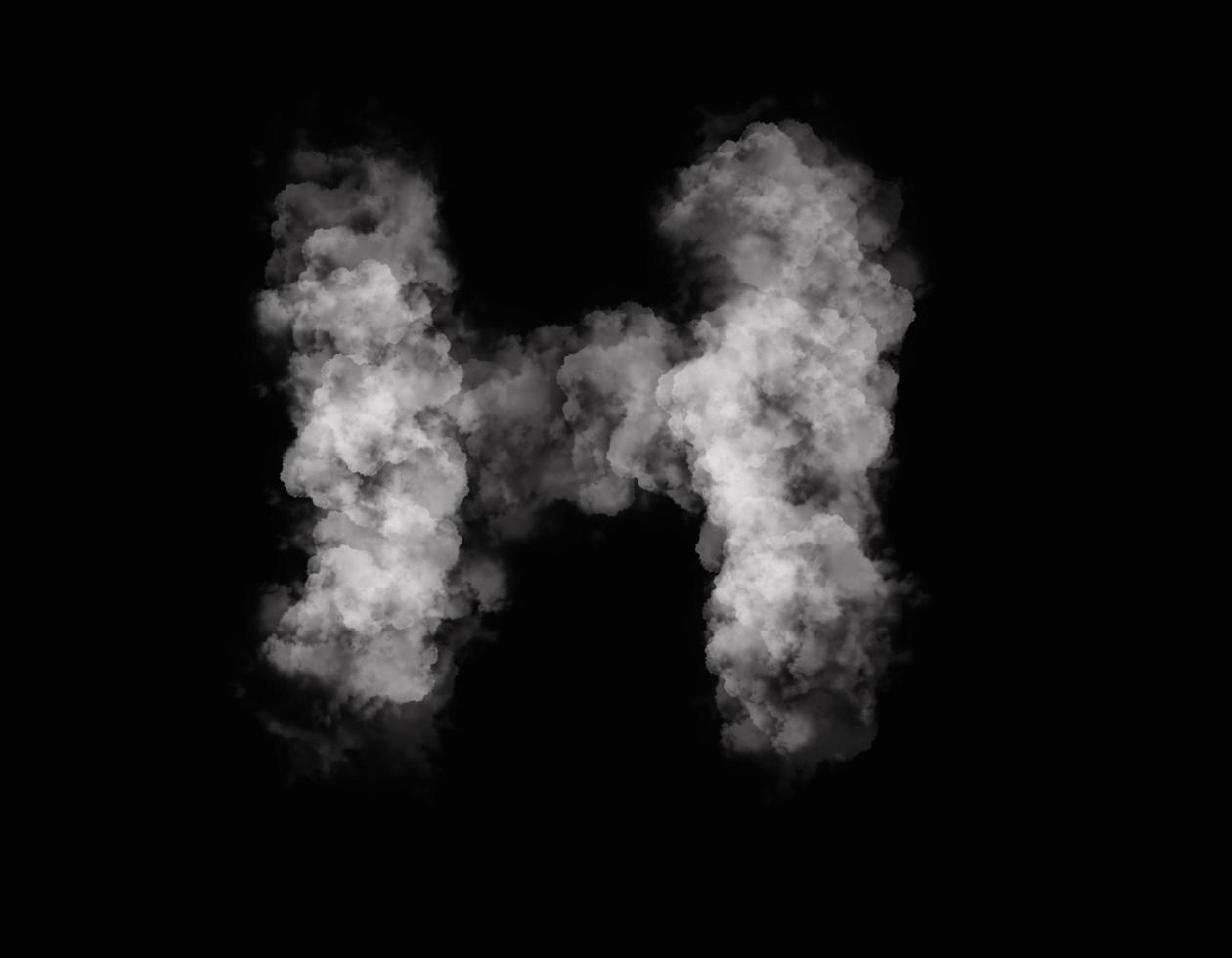 realistic smoke H alphabet spreading on dark background photo