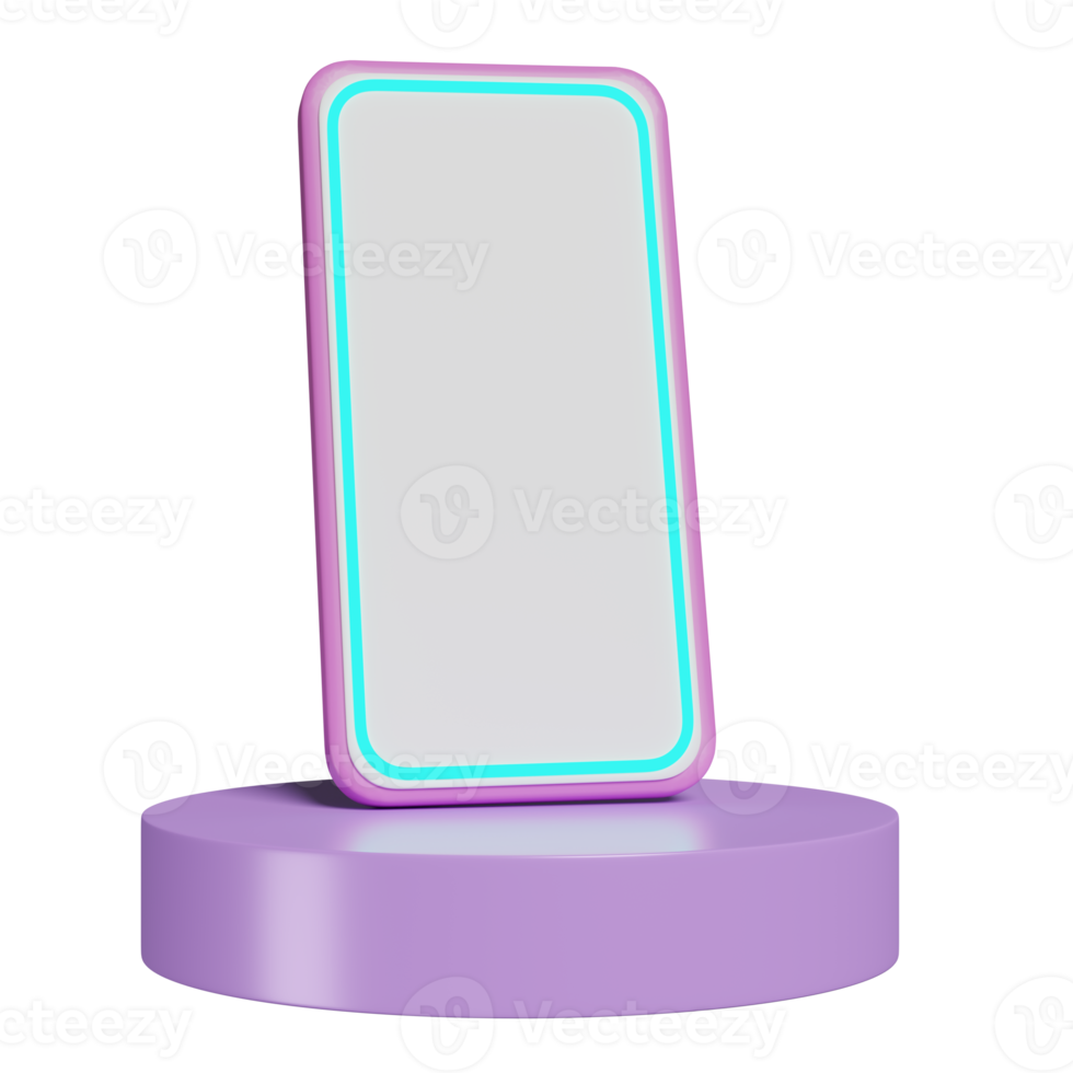 3d mobile smartphone icon with cylinder podium isolated. showcase pedestal, pedestal, template minimal modern scene, 3d render illustration png