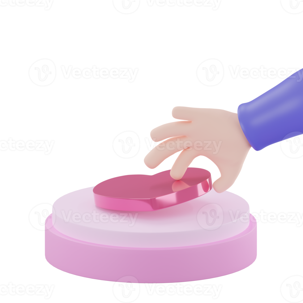 3d tolkning hand innehav en hjärta formad ballong för valentine dag png