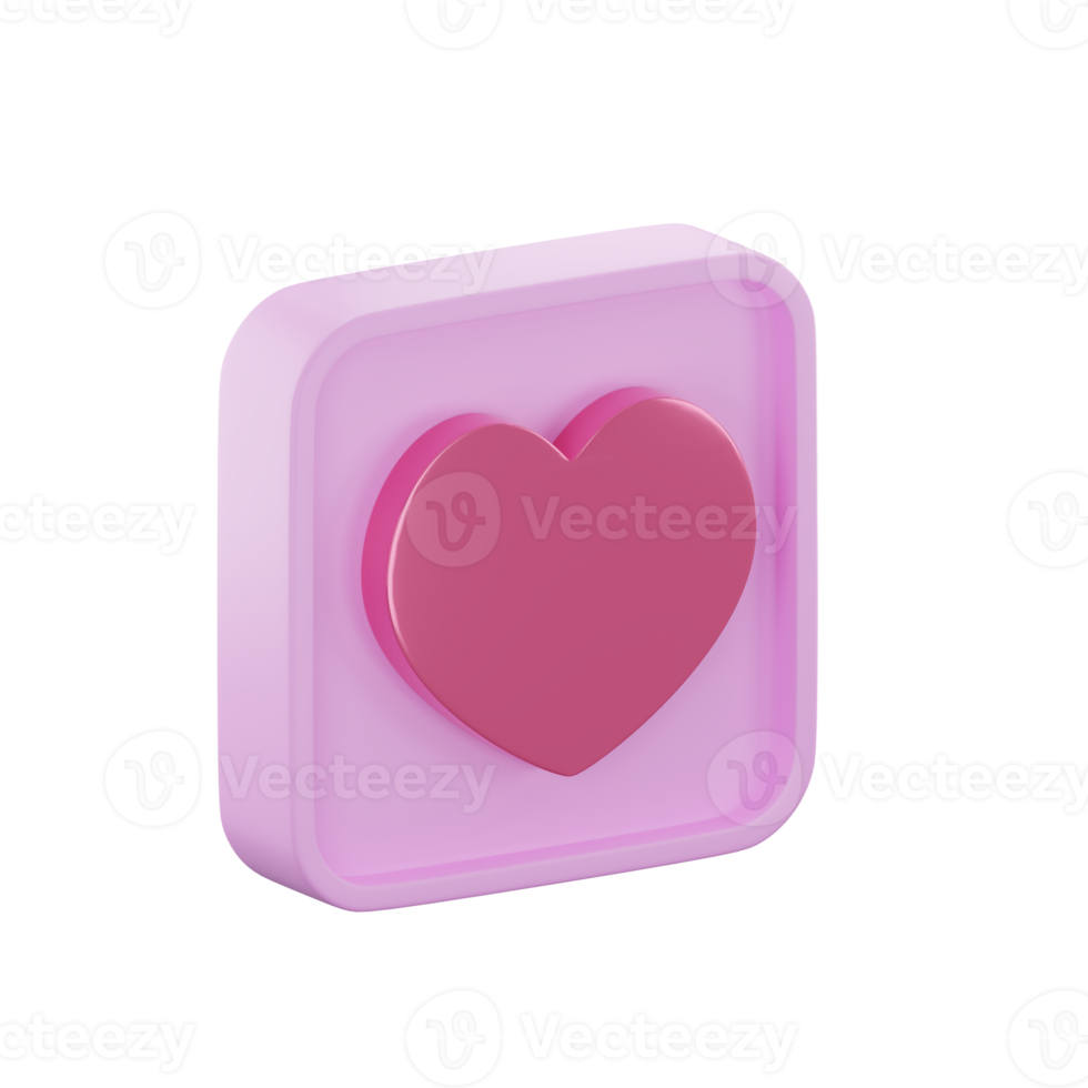 3D rendering pink heart isolated for valentine day png