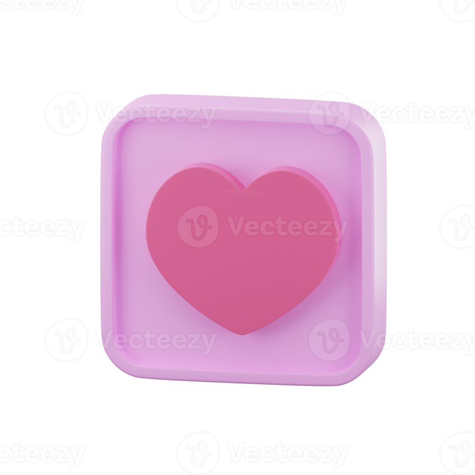 3D rendering pink heart isolated for valentine day png