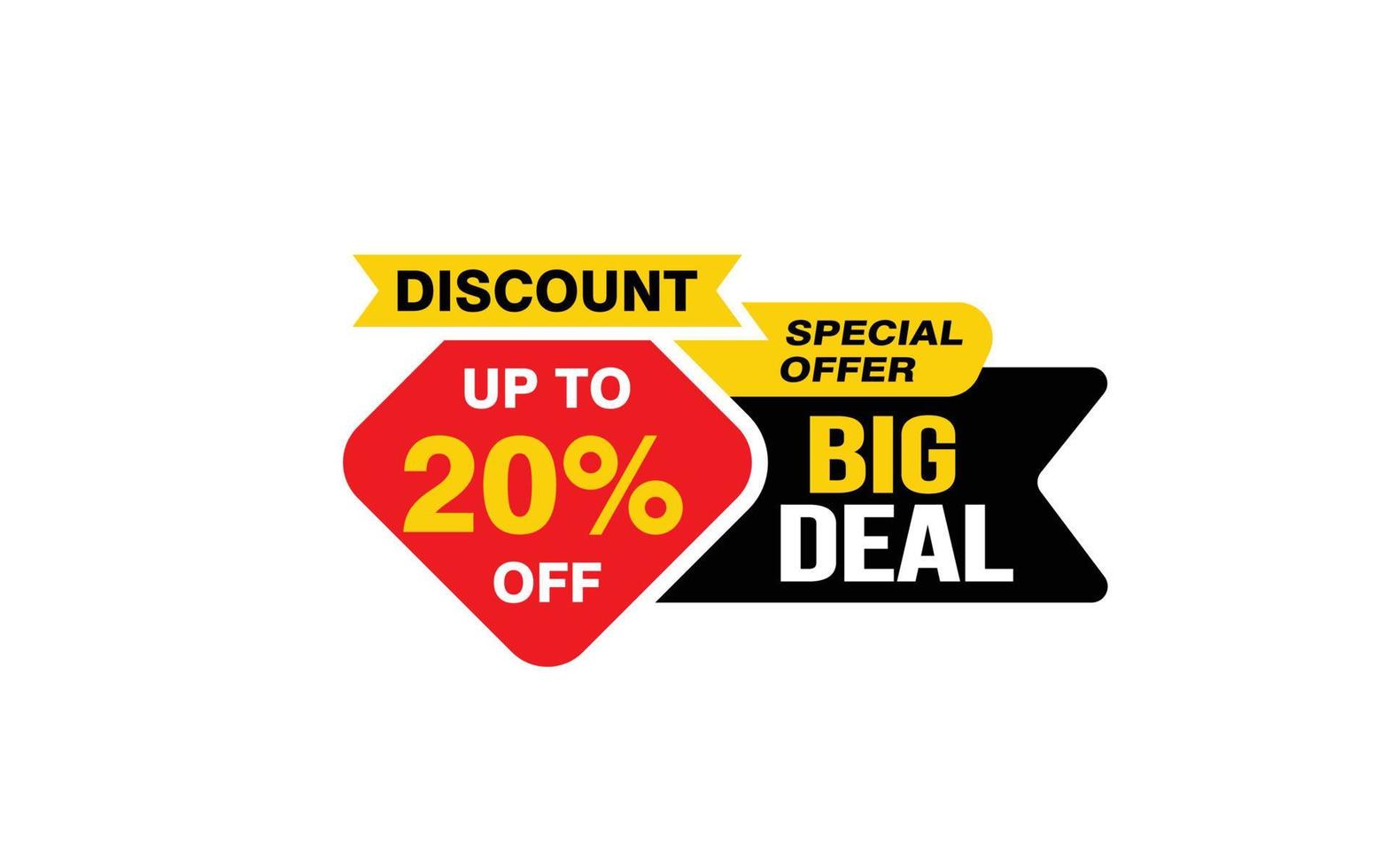 20 Percent BIG DEAL offer, clearance, promotion banner layout with sticker style. vector