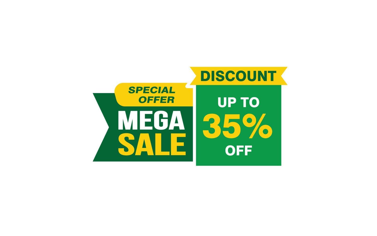 35 Percent MEGA SALE offer, clearance, promotion banner layout with sticker style. vector