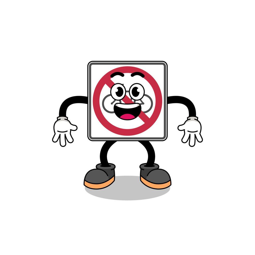 no bicycles road sign cartoon with surprised gesture vector