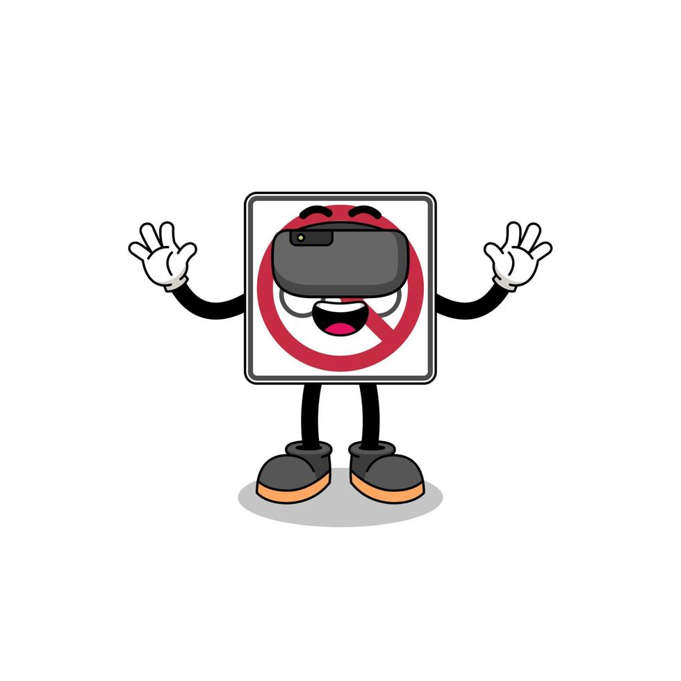 Illustration of no bicycles road sign with a vr headset vector