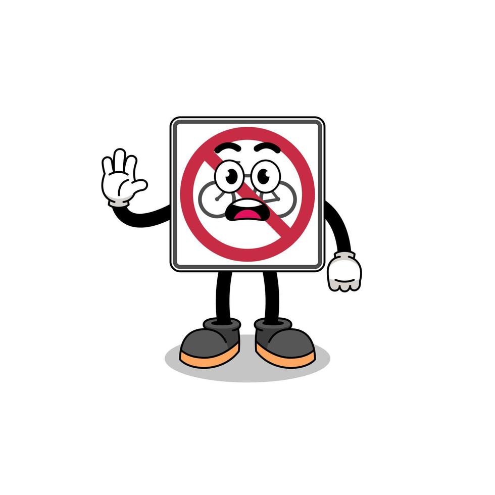 no bicycles road sign cartoon illustration doing stop hand vector