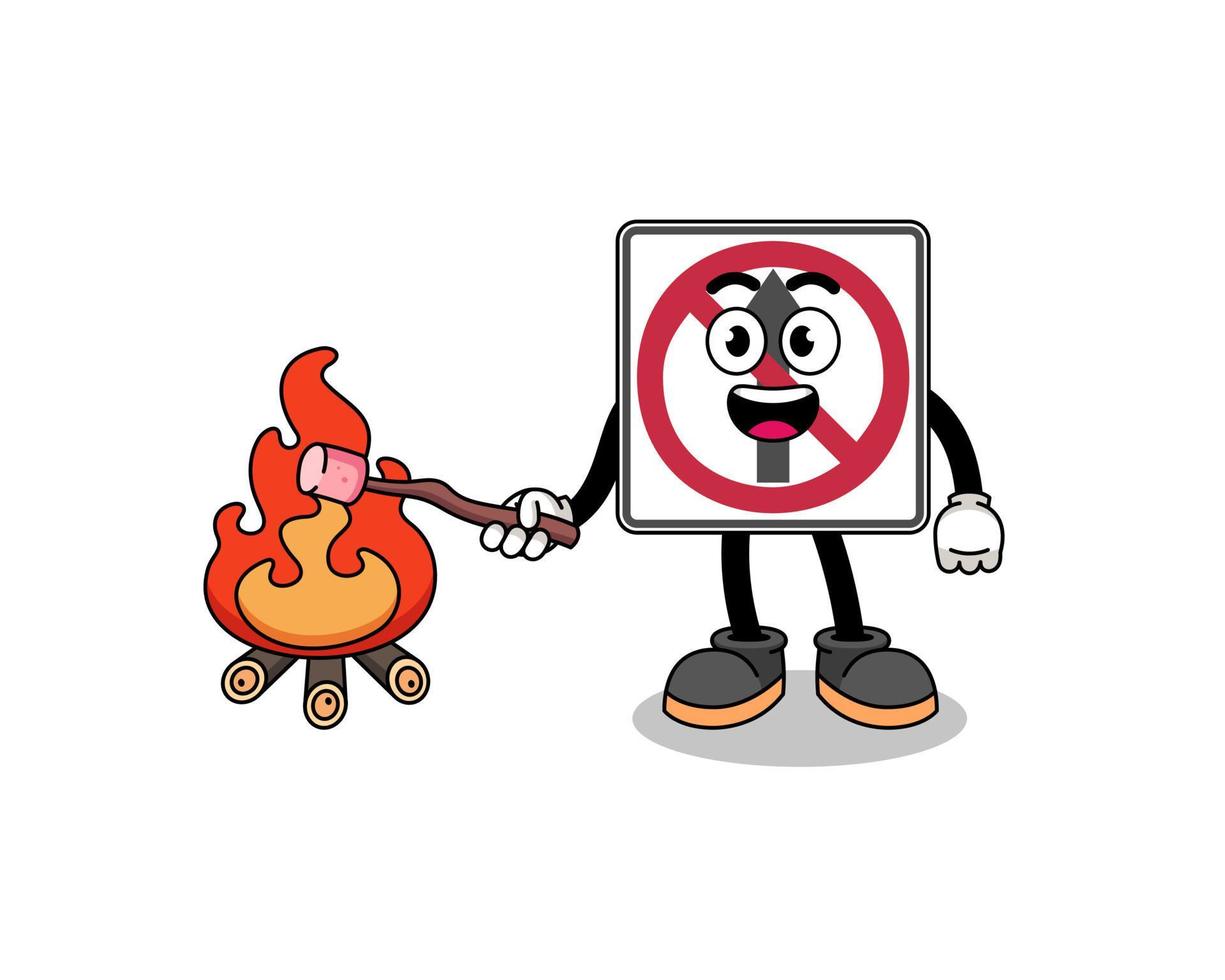 Illustration of no thru movement road sign burning a marshmallow vector