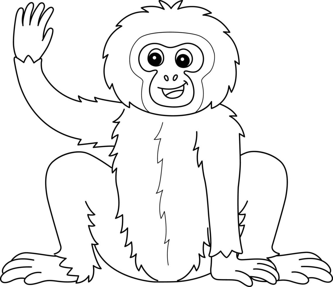 Gibbon Animal Isolated Coloring Page for Kids vector