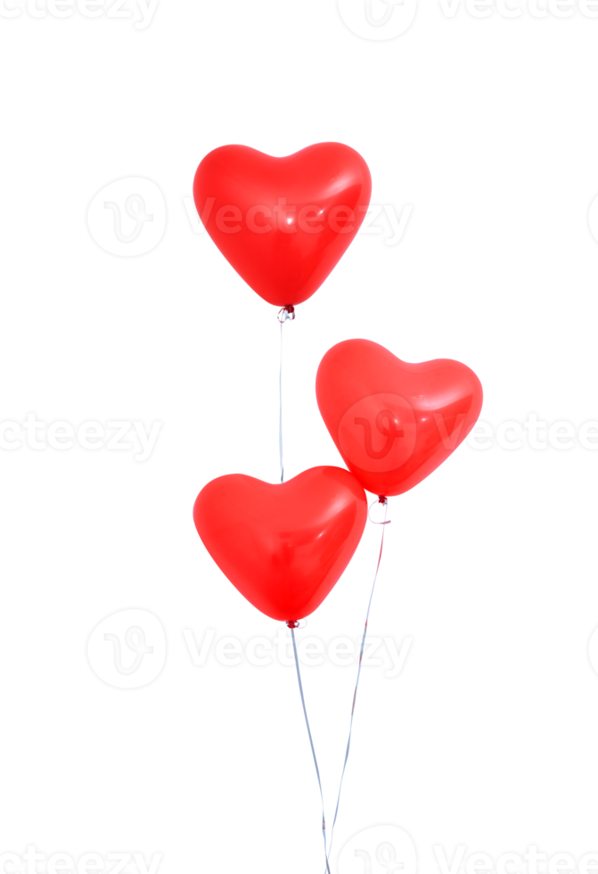Red heart shaped helium balloon isolated with ropes, Valentine's day, Mother's day, birthday party design concept. Clipping path. png