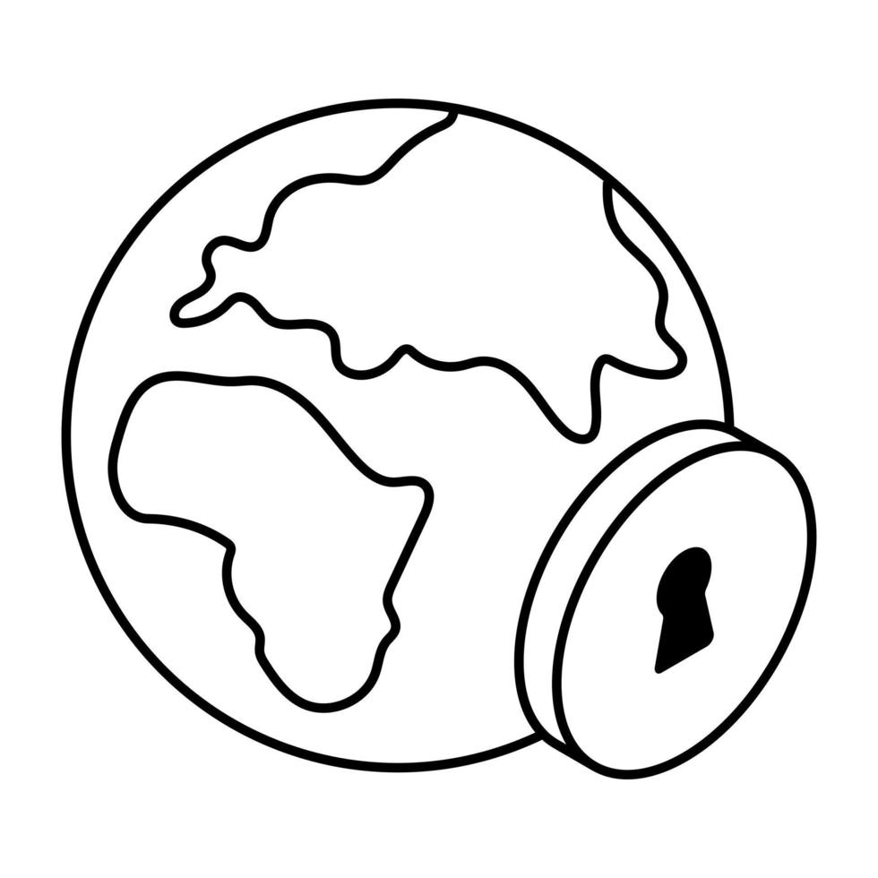 Keyhole with globe, icon of global security vector