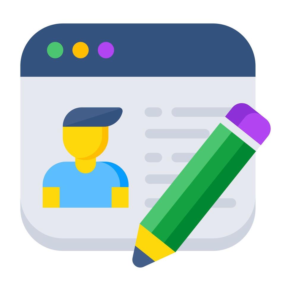 A premium download icon of online profile writing vector