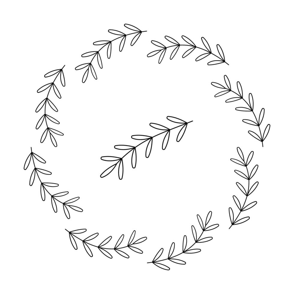 Garland third from one abstract branch. Doodle vector illustration.
