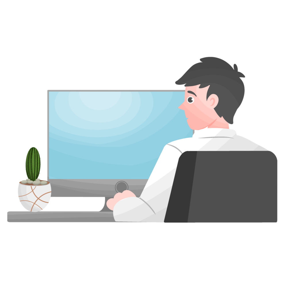 Free businessman working on laptop computer 19891234 png with