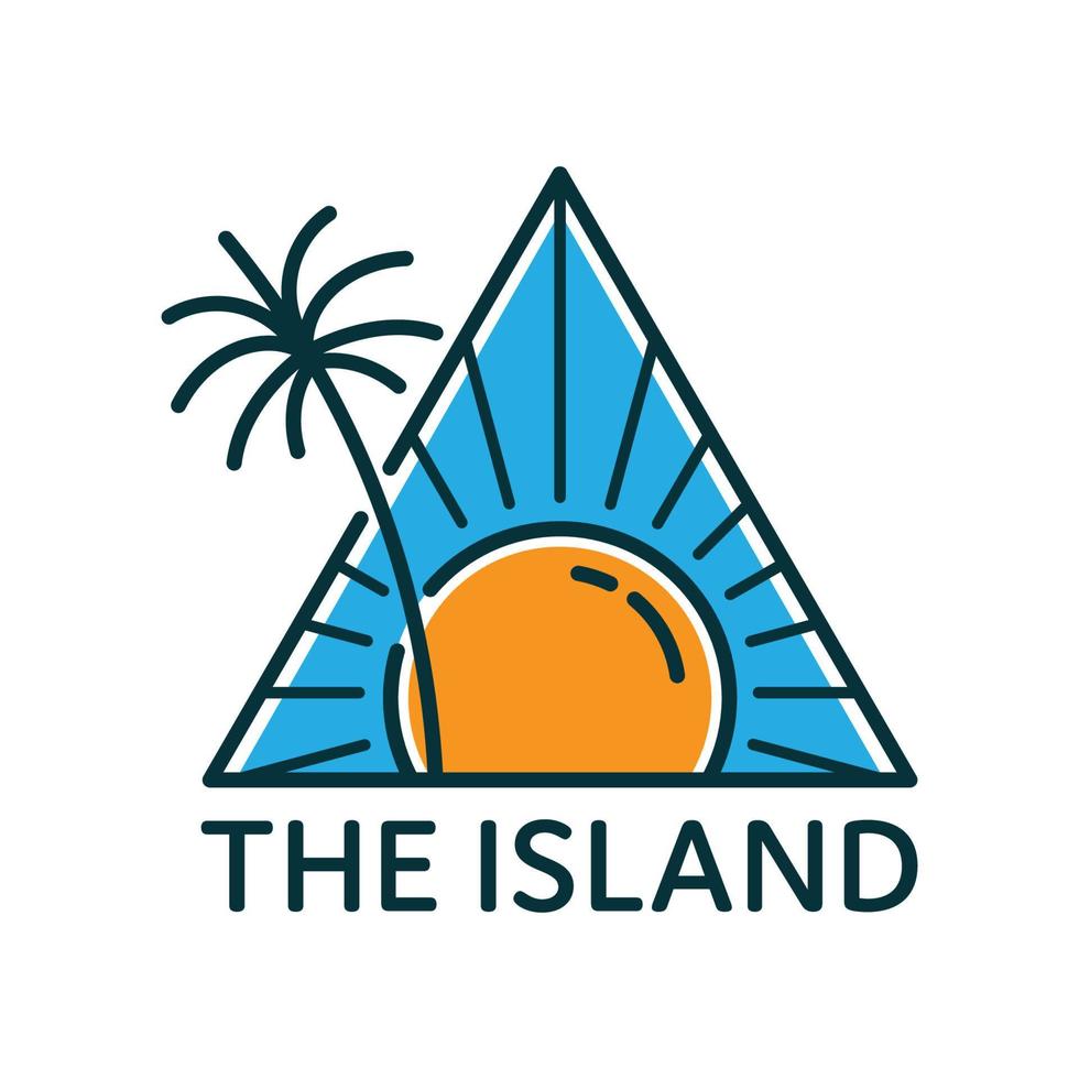 island logo design triangle shape summer vacation beach concept vector illustration