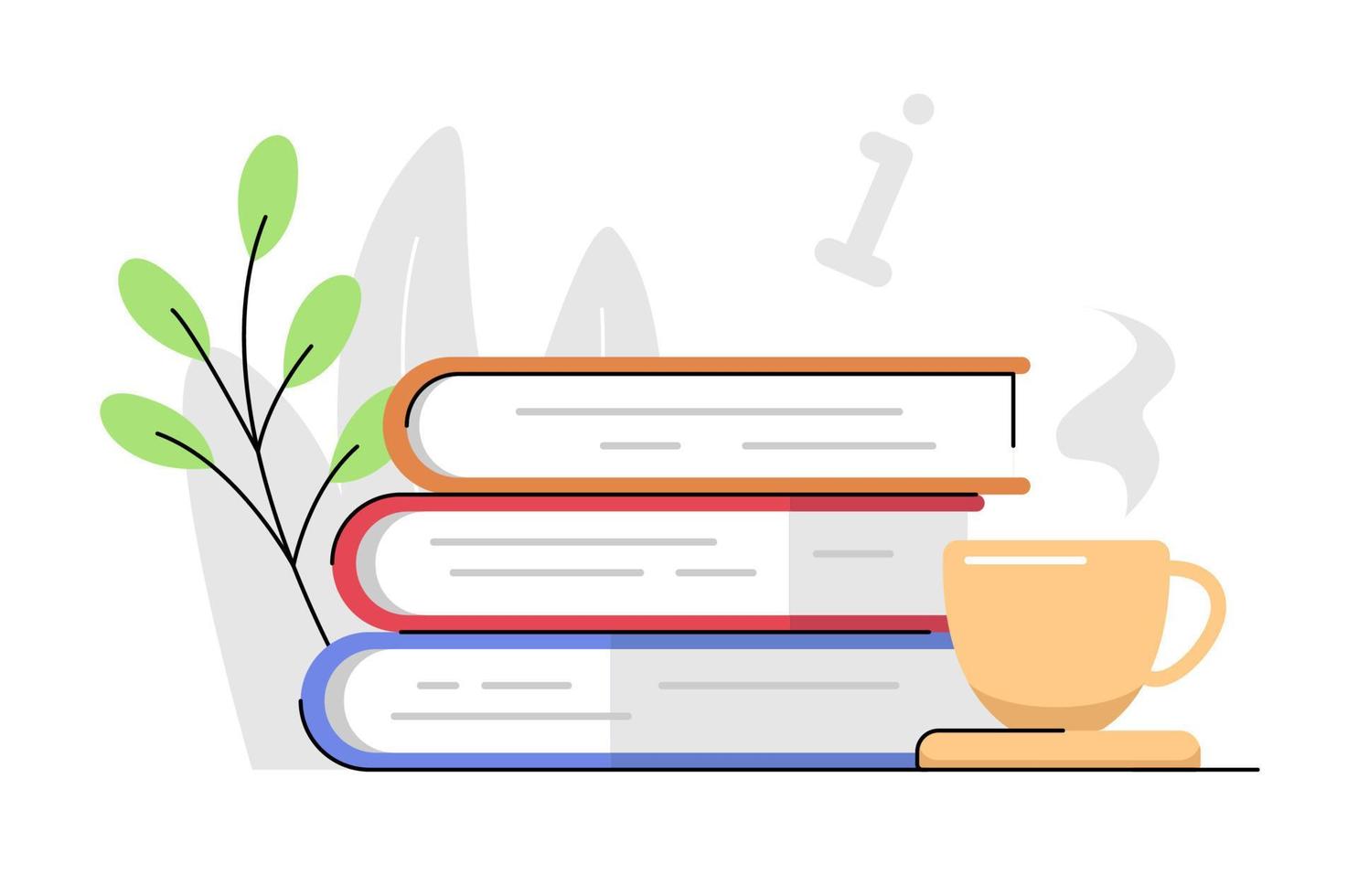 stack of books, learn, study time concept illustration flat design vector eps10