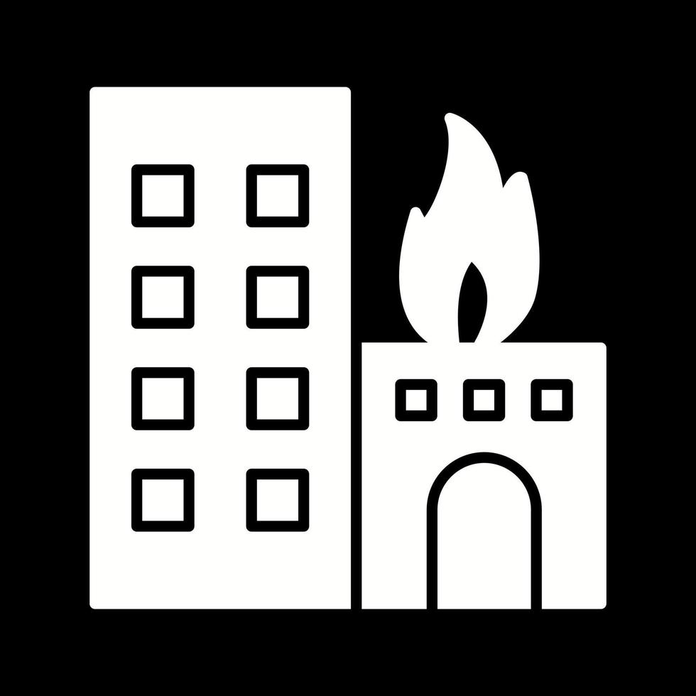 icono de vector de edificio en llamas único