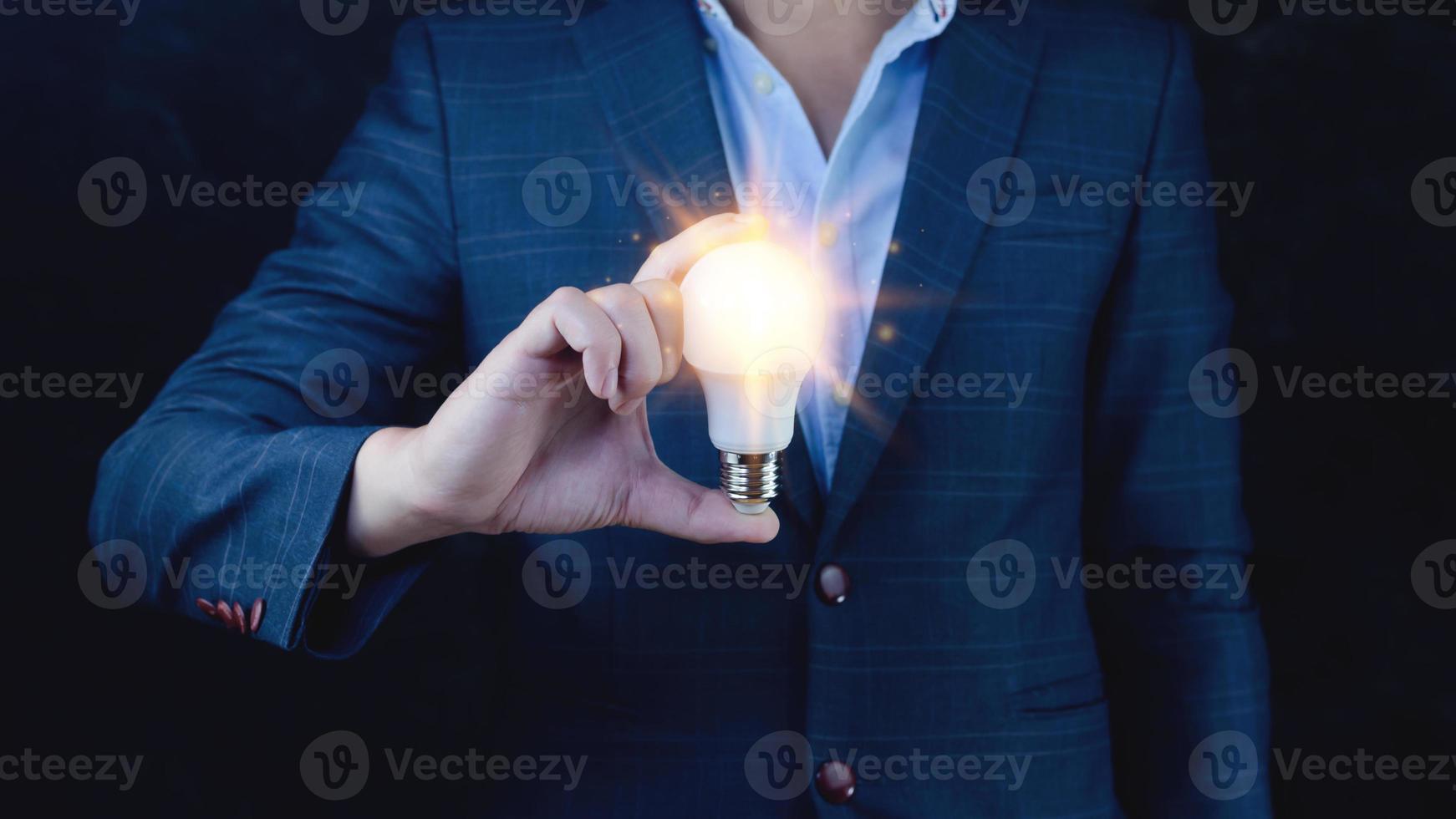 Bright idea in hand Business man,Hands holding light bulb for concept new idea concept with innovation and inspiration,technology in science and communication concept photo