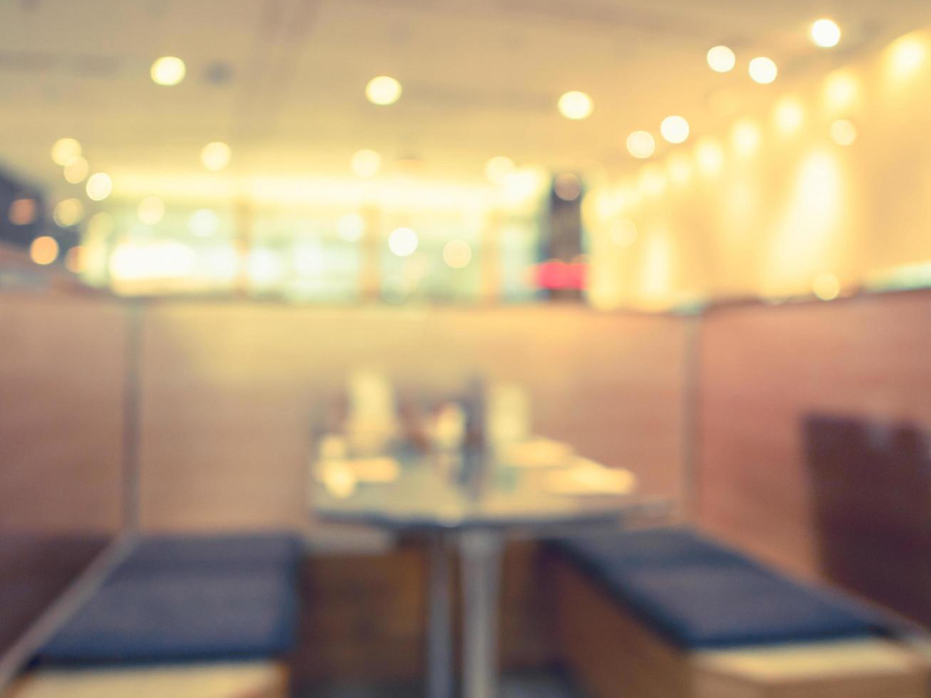 Blurred background, empty table at restaurant blur background with bokeh and vintage tone. photo