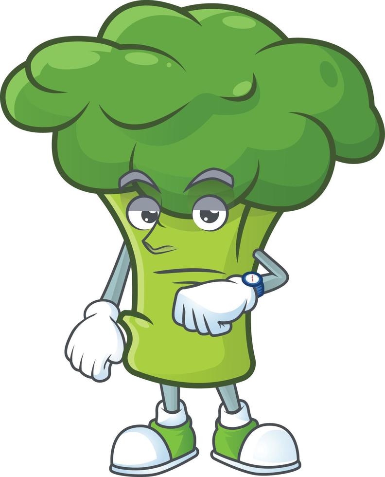 verde brócoli dibujos animados personaje estilo vector