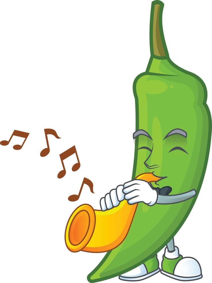 Green chili cartoon character vector