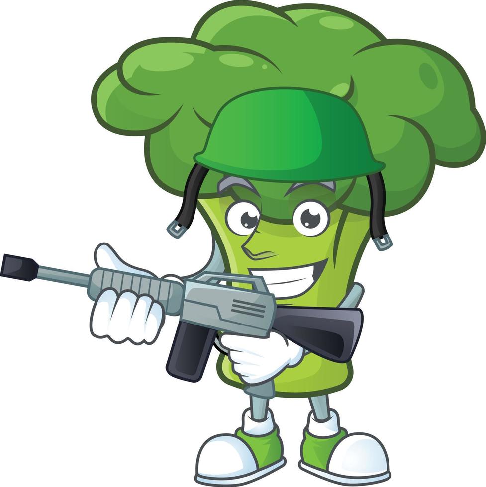 Green broccoli cartoon character style vector