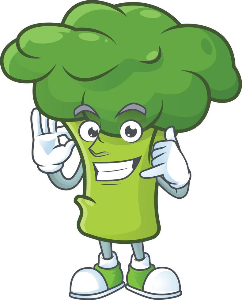 verde brócoli dibujos animados personaje estilo vector