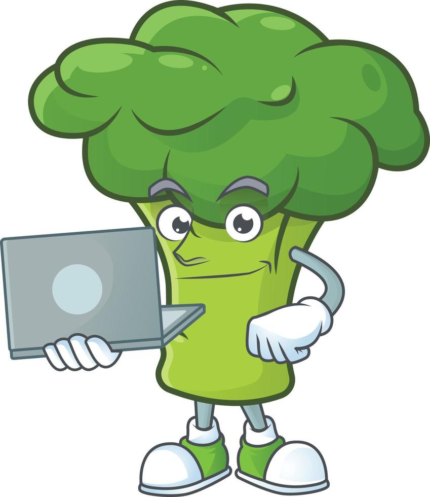 Green broccoli cartoon character style vector
