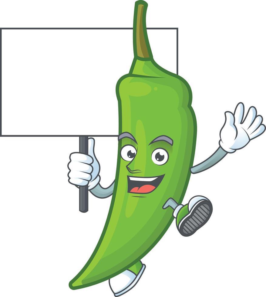 Green chili cartoon character vector