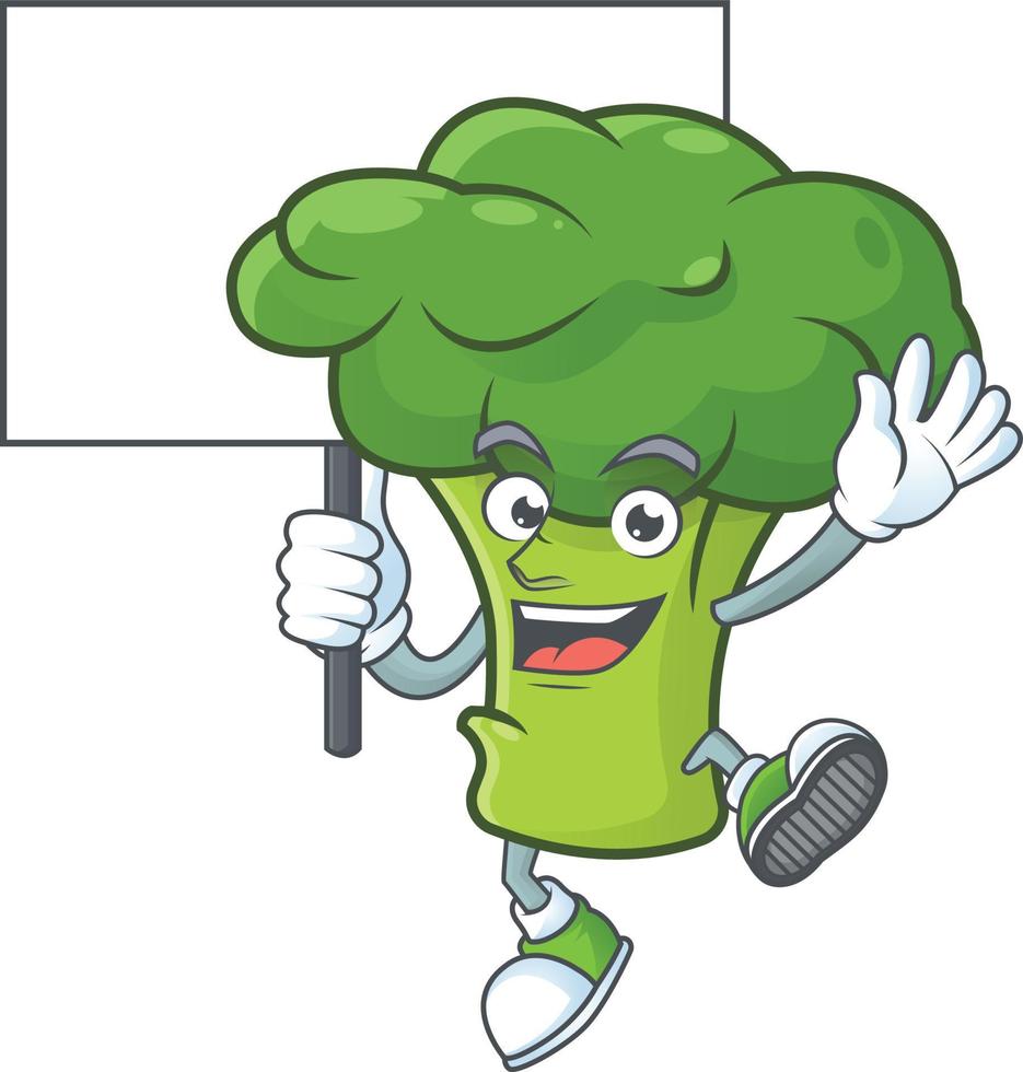 Green broccoli cartoon character style vector