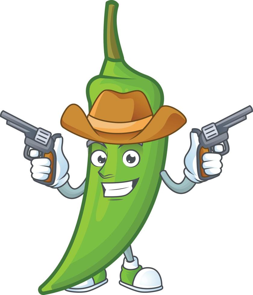 Green chili cartoon character vector