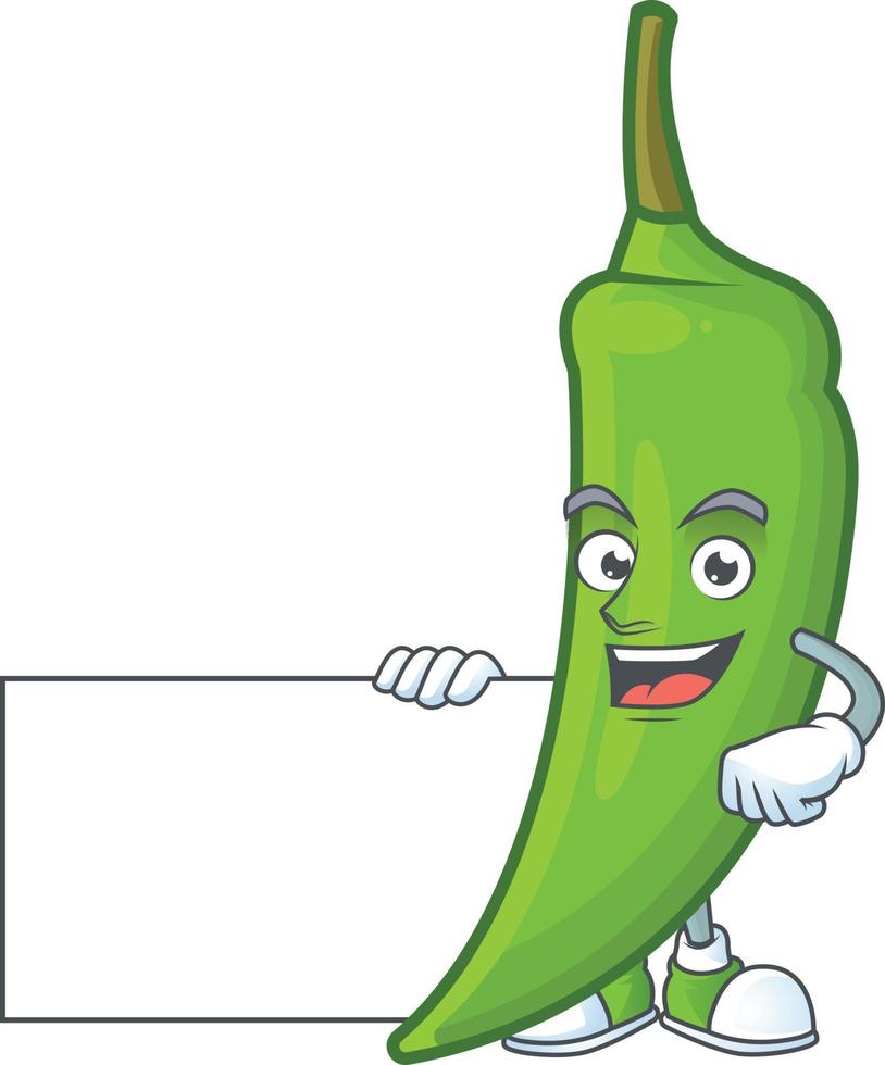 Green chili cartoon character vector