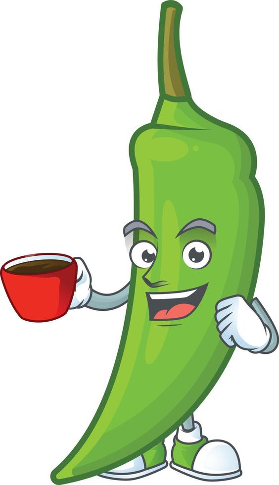 Green chili cartoon character vector