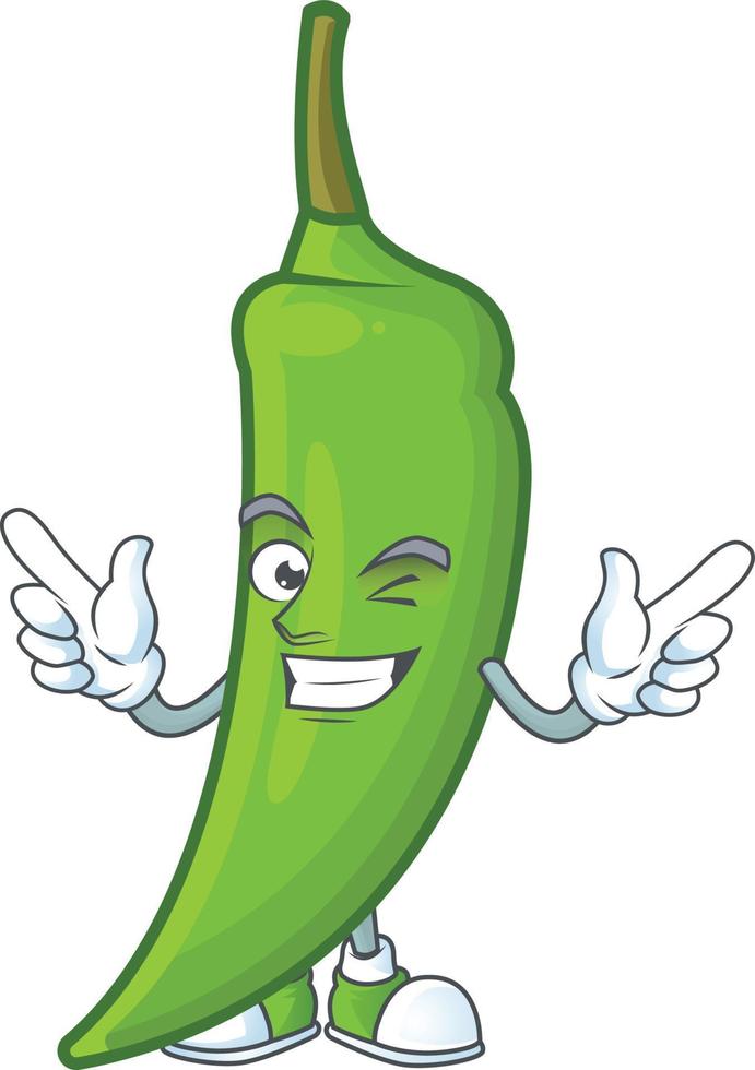 Green chili cartoon character vector