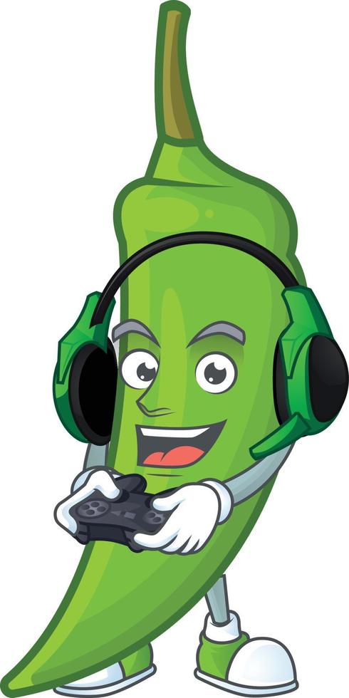 Green chili cartoon character vector