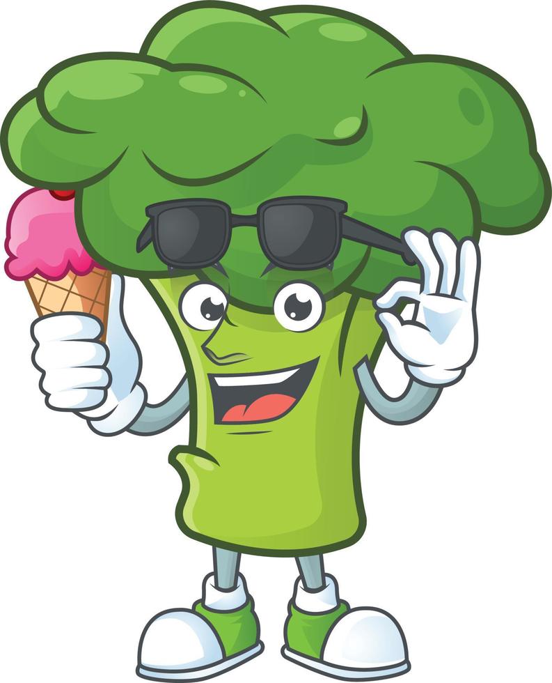 verde brócoli dibujos animados personaje estilo vector