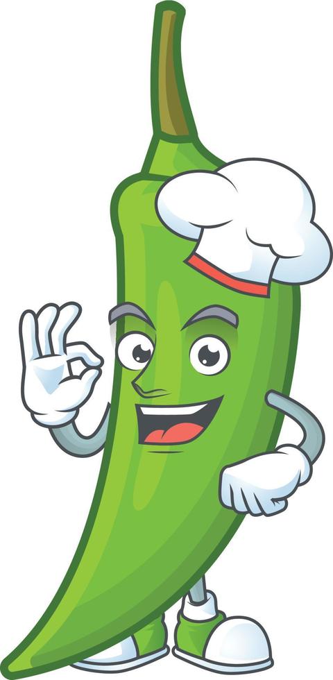 Green chili cartoon character vector