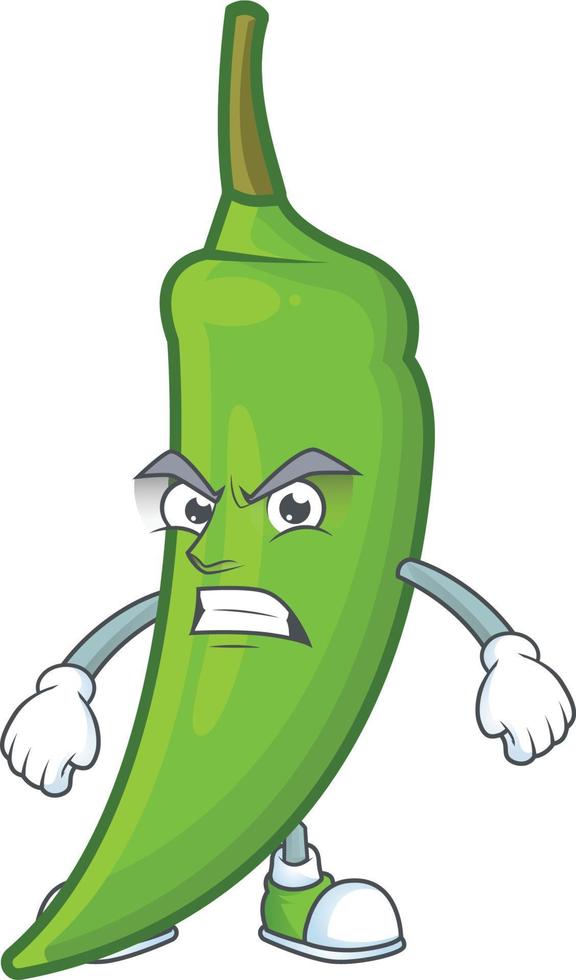 Green chili cartoon character vector