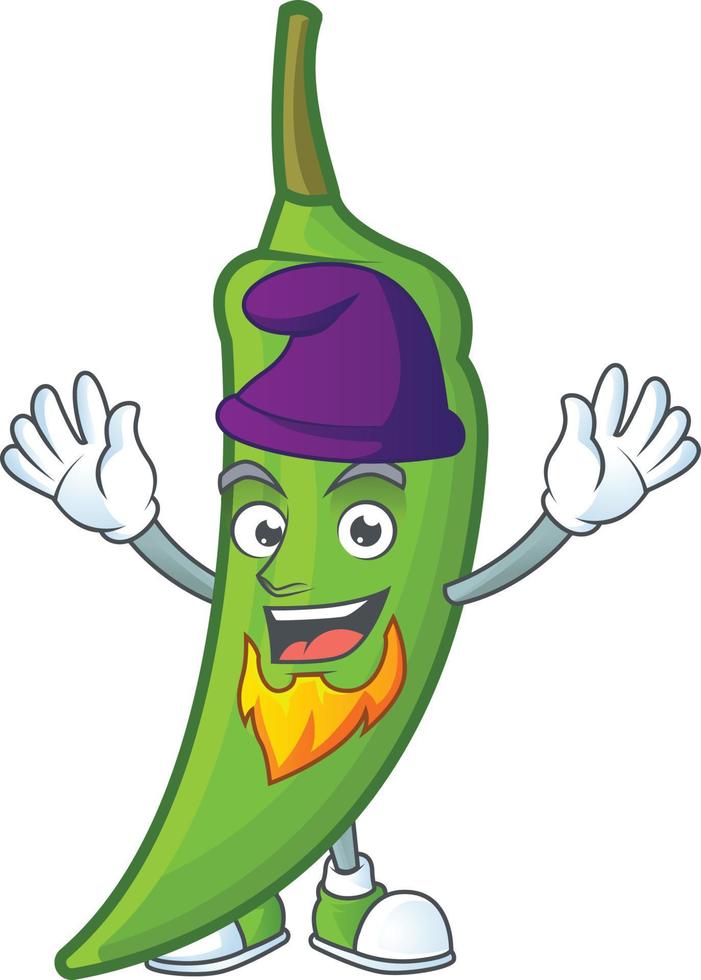 Green chili cartoon character vector