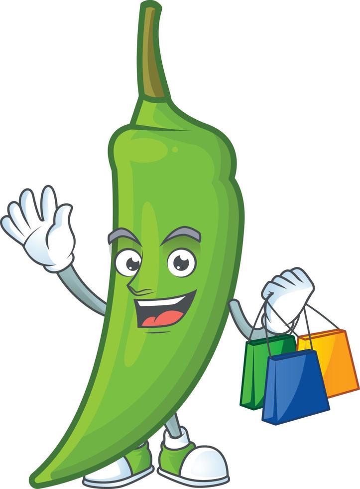 Green chili cartoon character vector