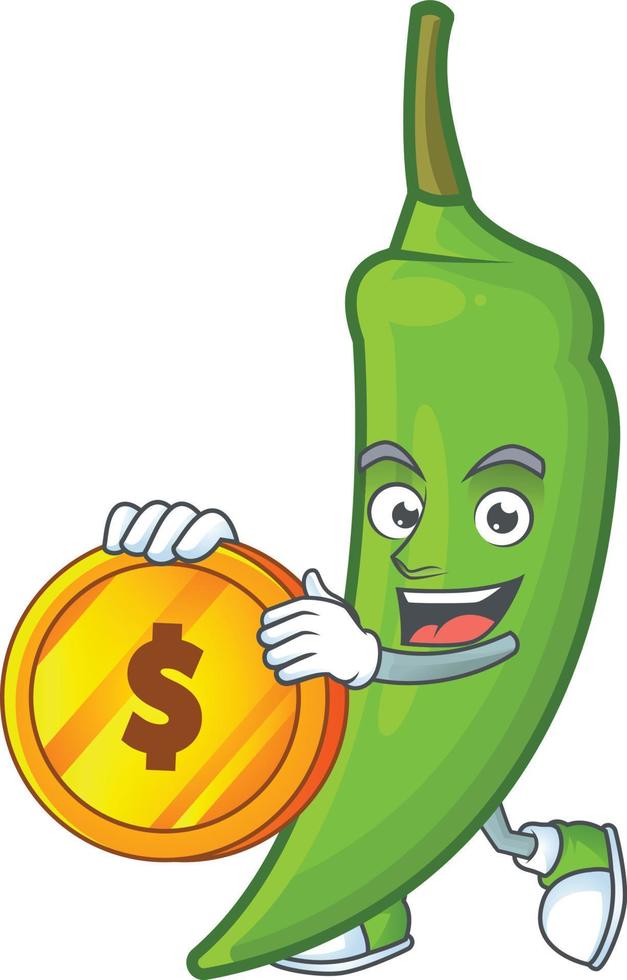 Green chili cartoon character vector