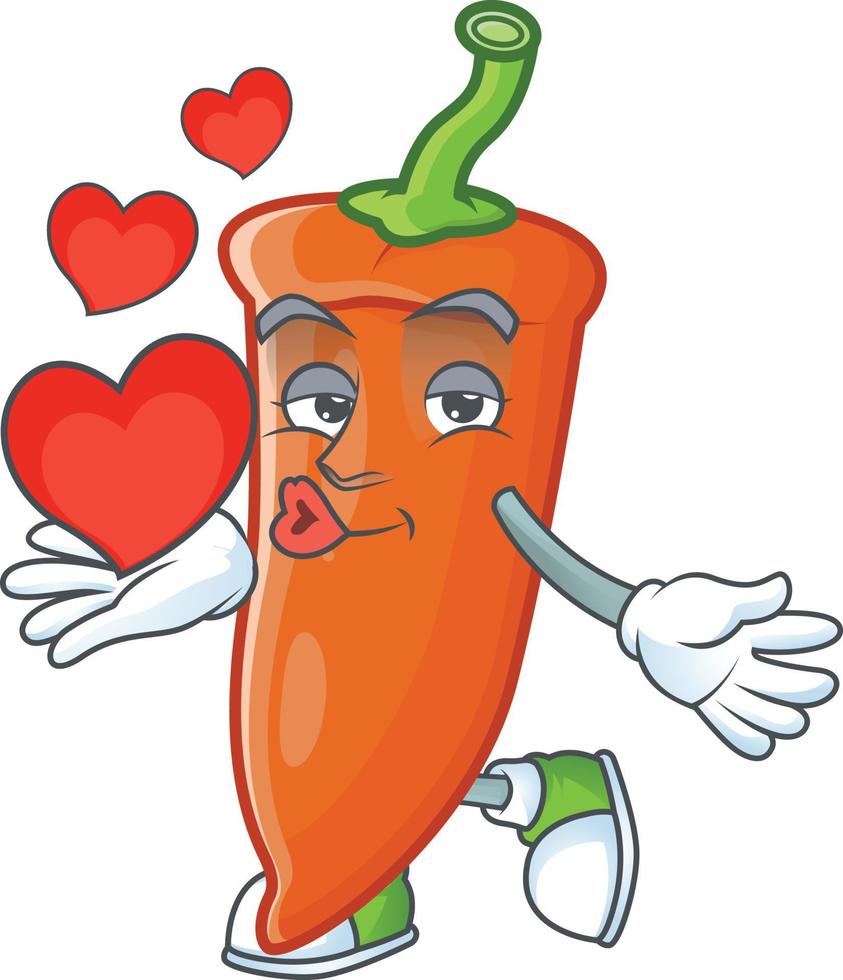 Orange chili cartoon character vector