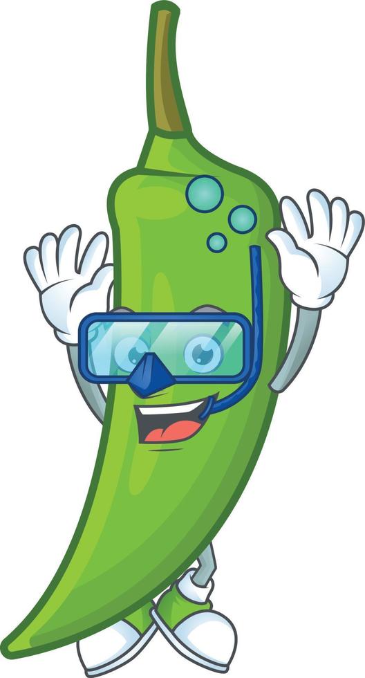 Green chili cartoon character vector