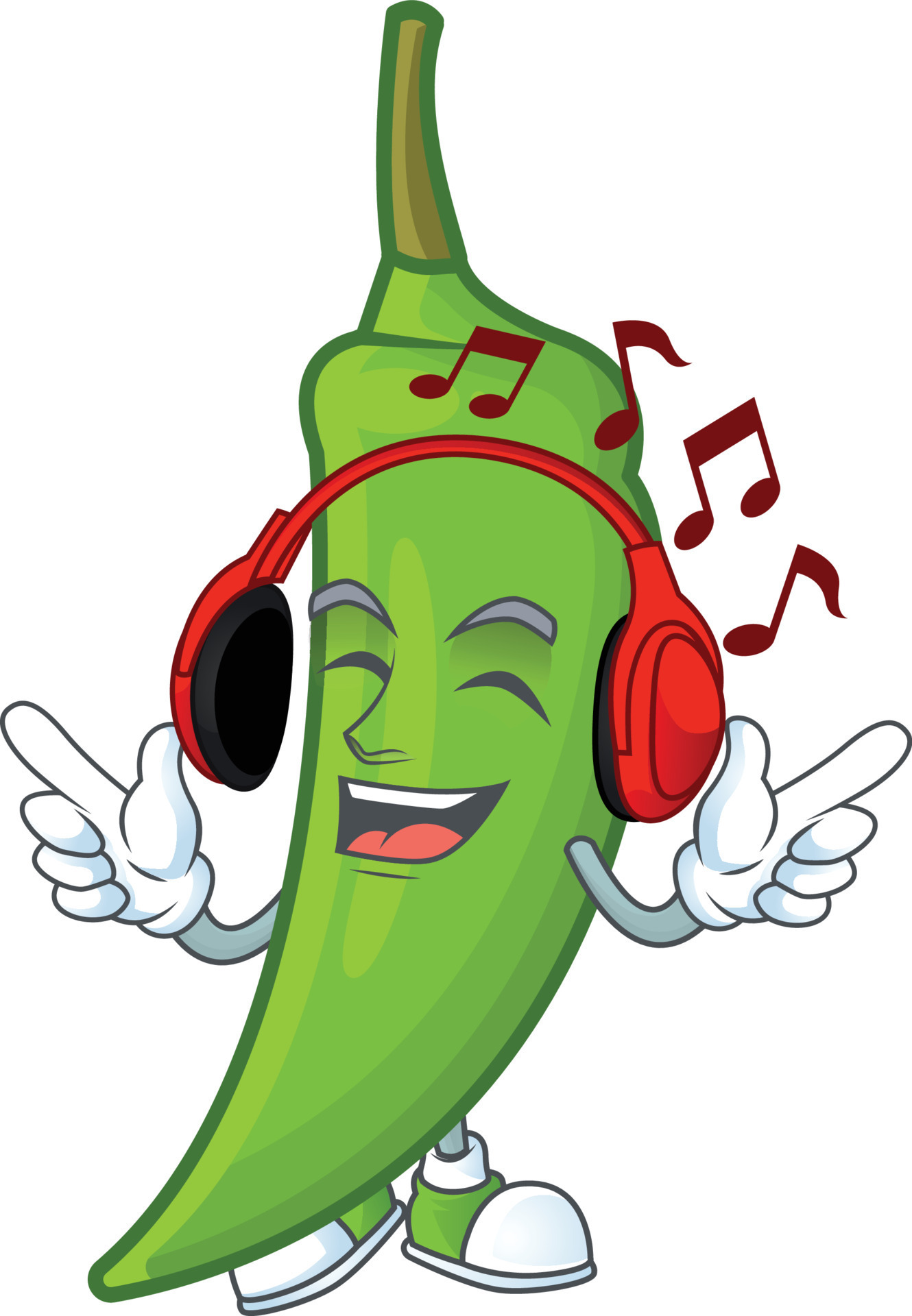 Green chili cartoon character 19893900 Vector Art at Vecteezy