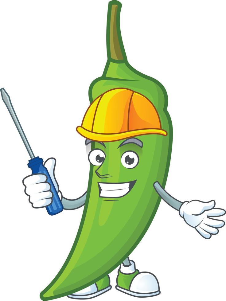 Green chili cartoon character vector